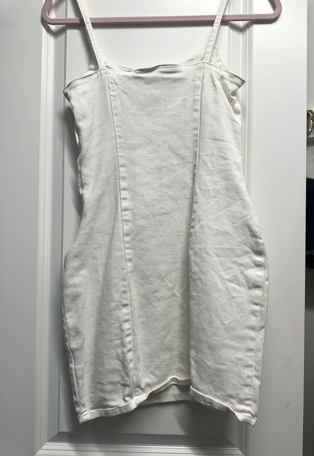 White Denim Bodycon Dress - Image 3