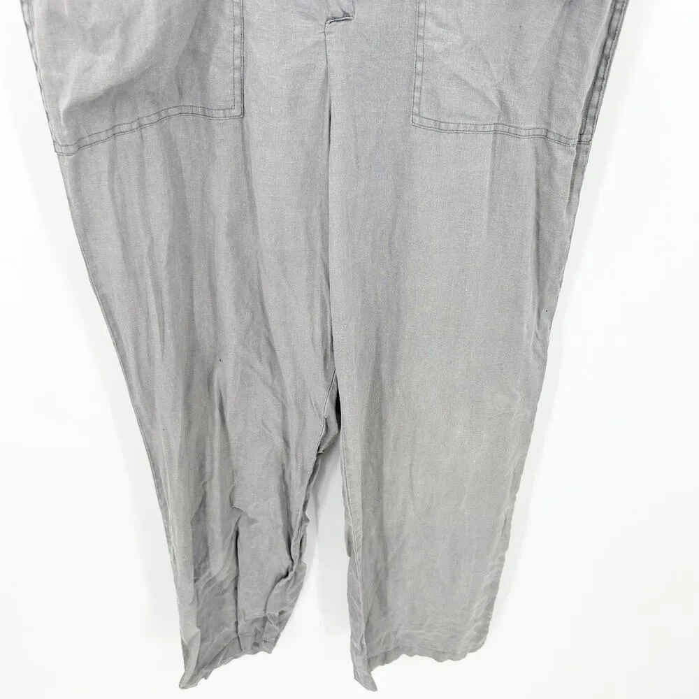 Zara Womens Boho Beachy Lillian 3/4 Sleeve Straight Leg 100% Jumpsuit Small Gray - Image 4