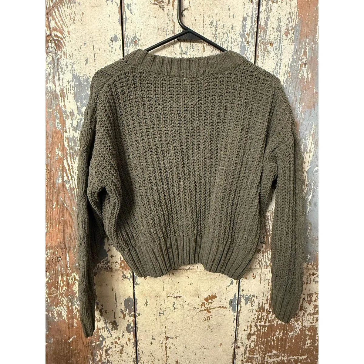 Poof Apparel chunky knit sweater, size Large, green - Image 2