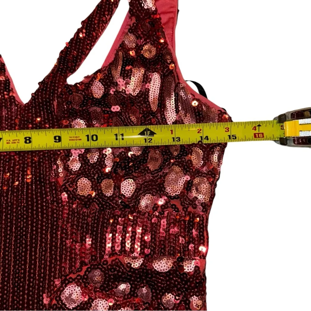 BeBe addiction pink sequined mini dresz - Image 5