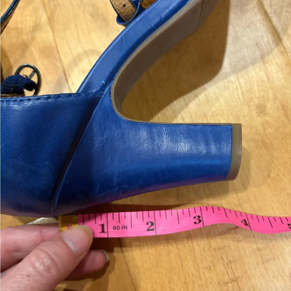 Miz Mooz Sailor peep toe shoes sandals cobalt blue 8.5 leather - Image 7