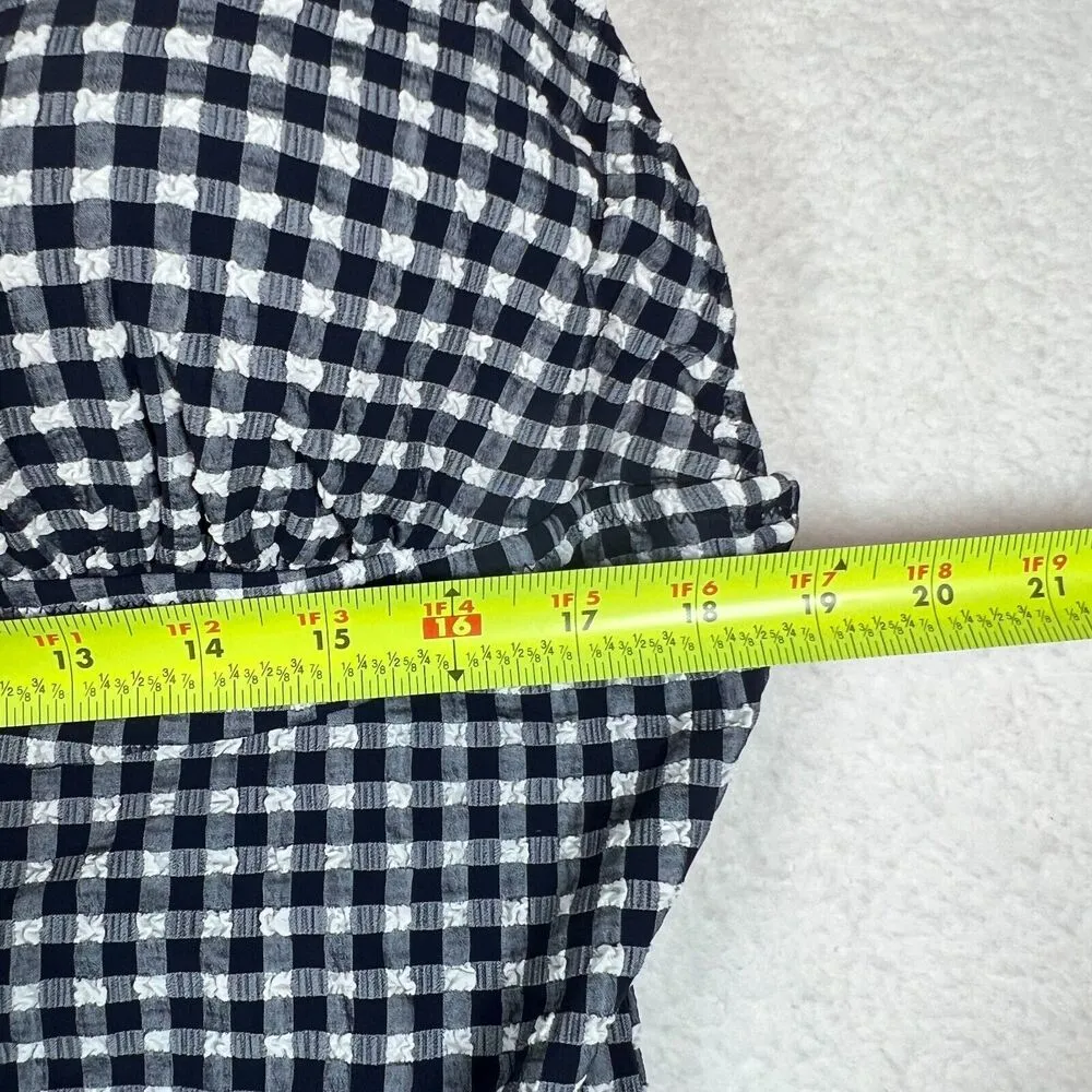 J. Crew Womens One Piece Swimsuit 22 Black White Ruffle Vneck Gingham Preppy Size undefined - Image 4