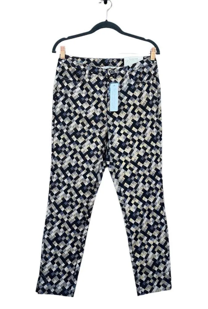 Mosaica Pants Metallic Multicolor Checkered Pull On NWT Medium - Image 2