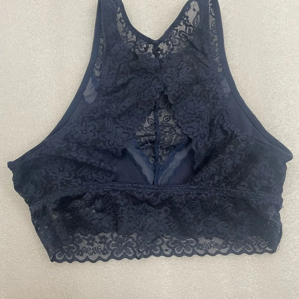 Bundle of Aerie Blue Lace Bralettes Bandeau and High Necklace - Image 10