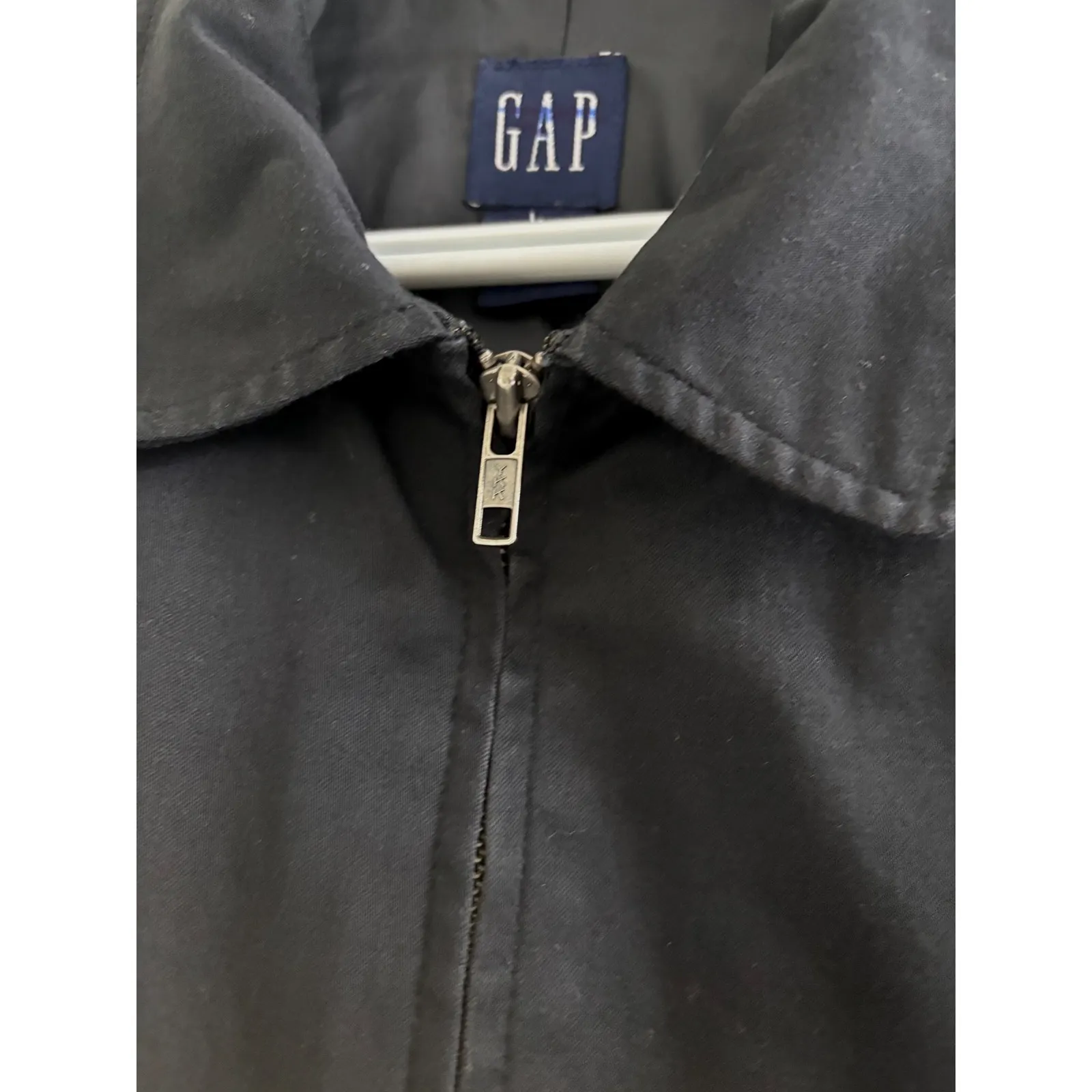 VTG Gap Classic Canvas Black Jacket Full zip Sz L Y2K Preppy Unisex 00's Bomber - Image 3