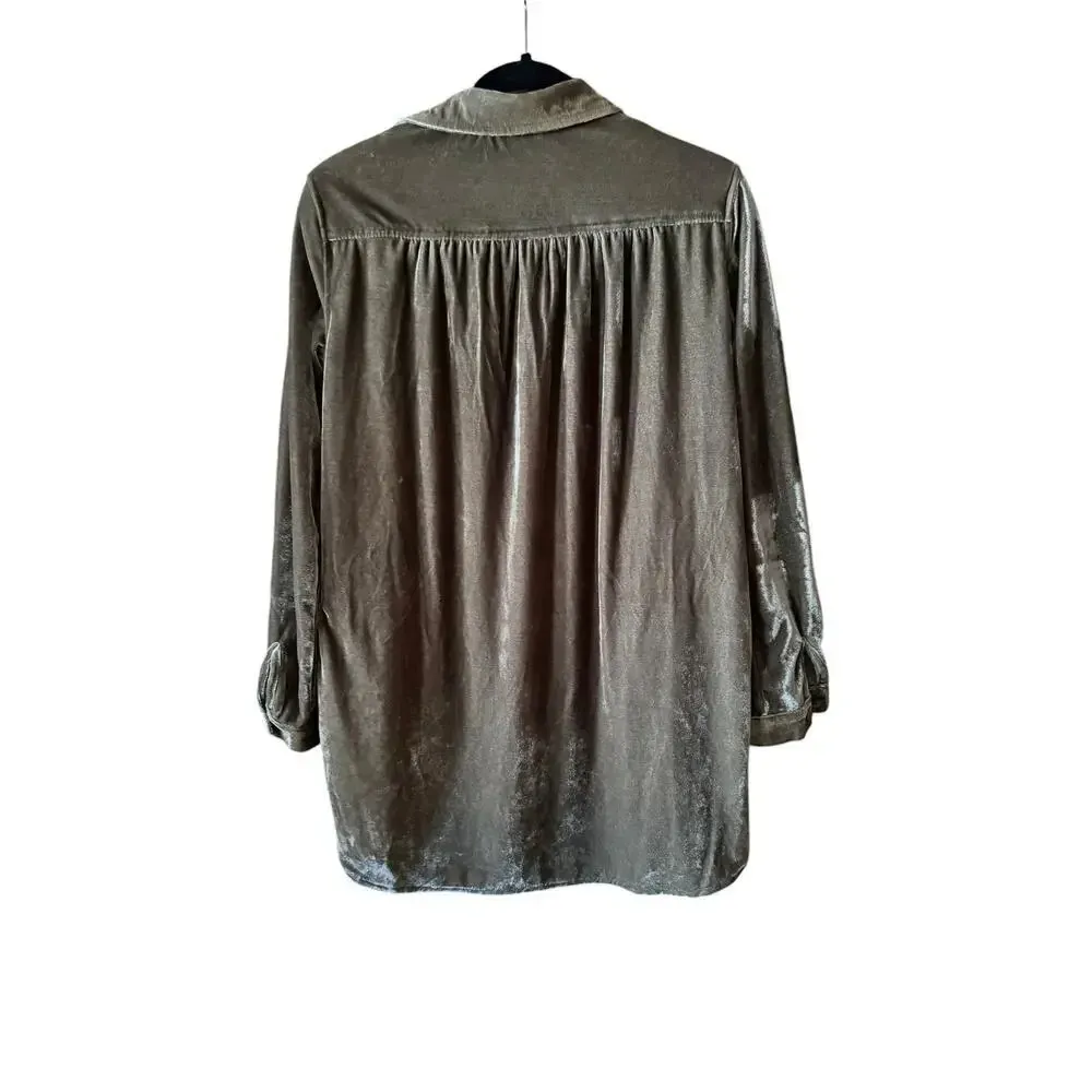 YOINS forest green Velvet tunic/mini shirt dress lagenlook unique city chic 4 - Image 2