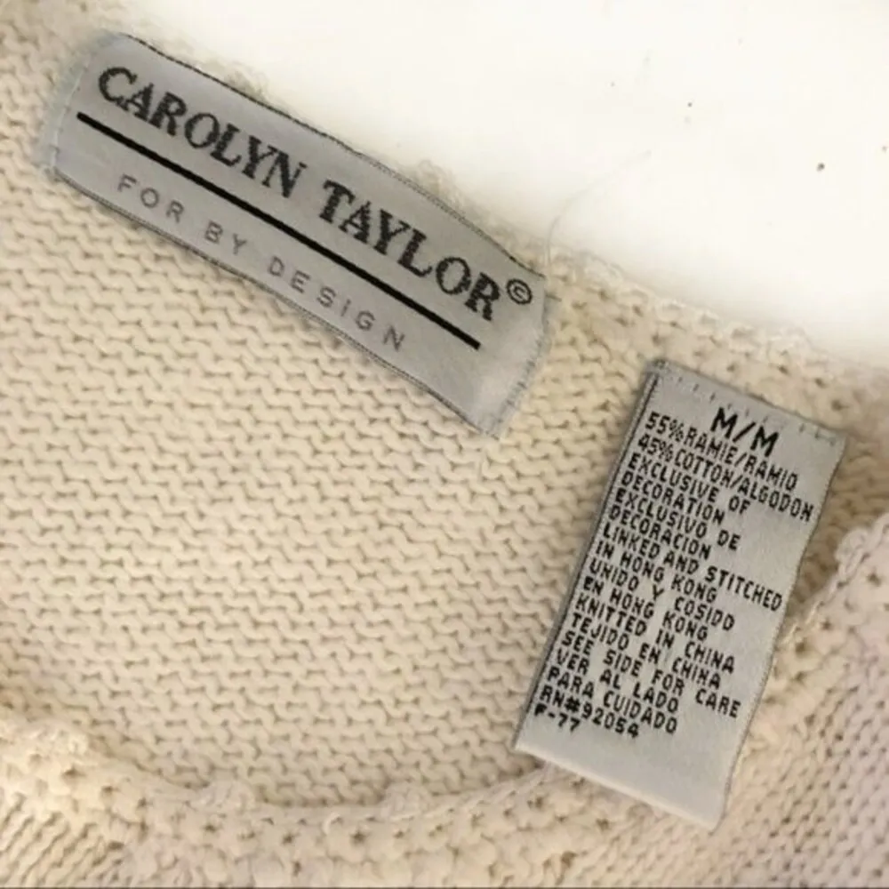 CAROLYN TAYLOR Floral Embroidered Sweater Size Medium VINTAGE - Image 5