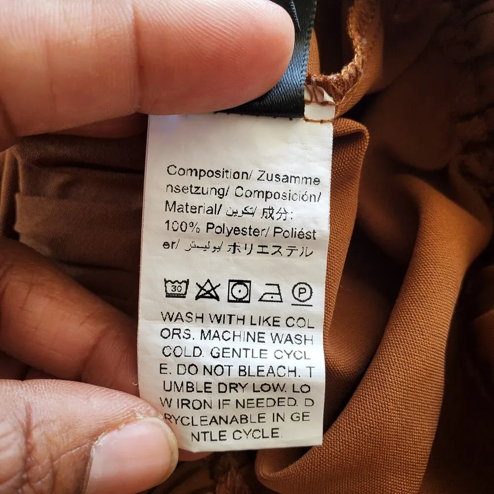 SHEIN Curve Brown Sheer Lightweight Wide Leg Pants Size 0XL - Image 7