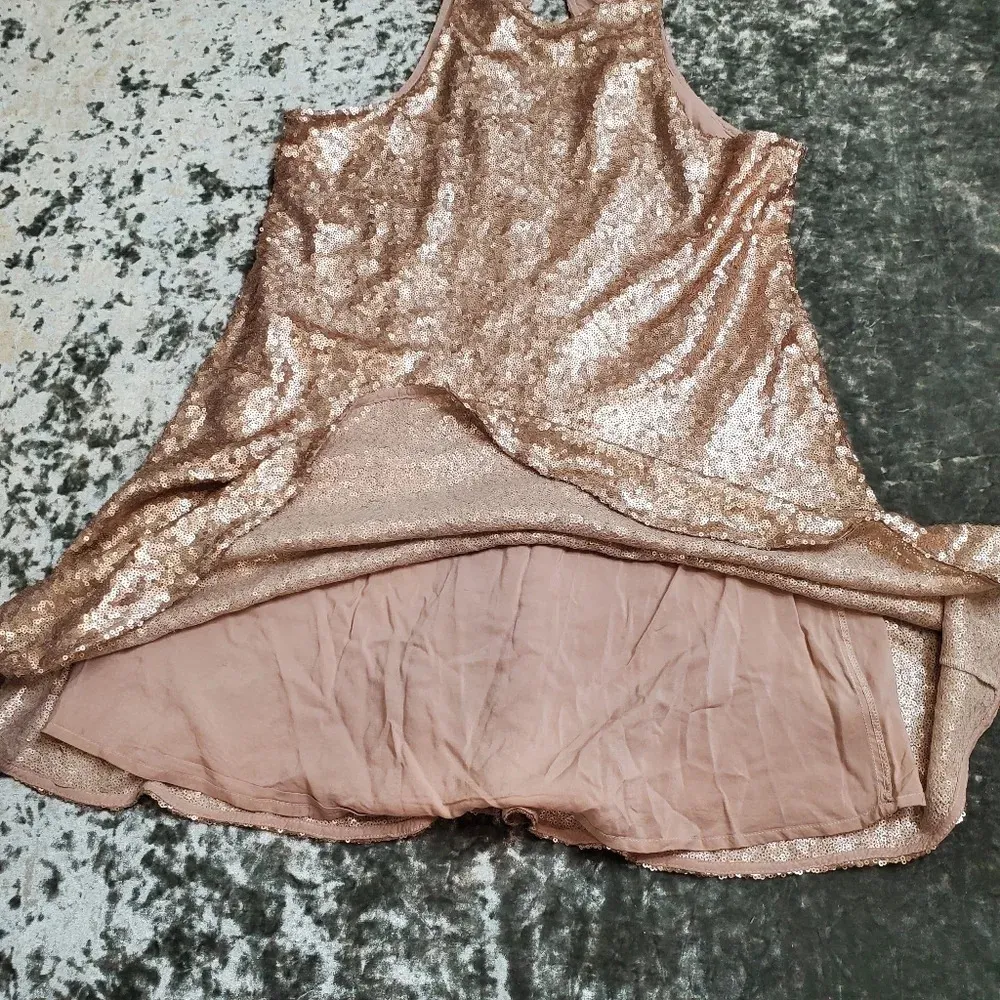 Free People Rose Gold Sequin Liquid shine Party Dress - Image 3