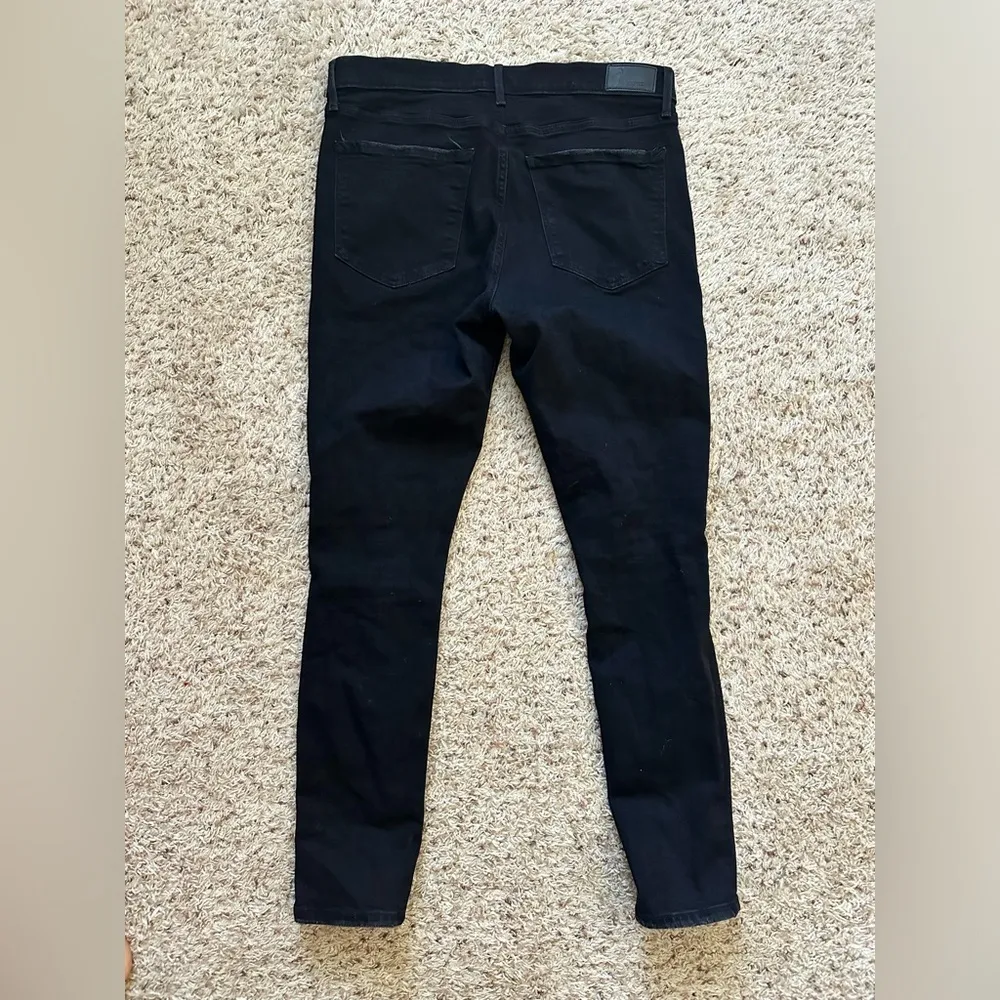 Express Womens Jeans Size 12 Short Skinny Mid Rise Black Ripped Knee Distressed - Image 6