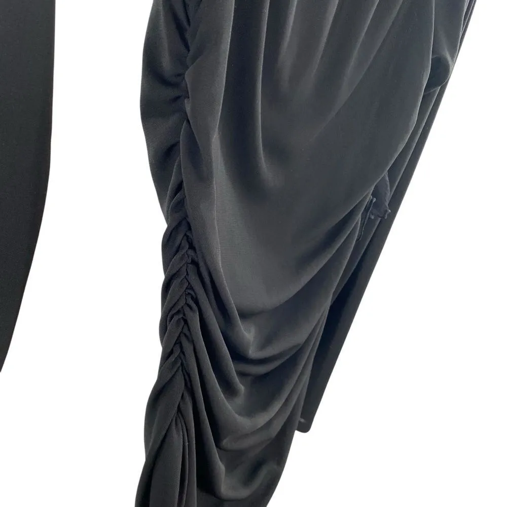 Y2K Dolce & Gabbana Long Sleeve Ruffle Side Top Black Semi Sheer Going Out Shirt - Image 8