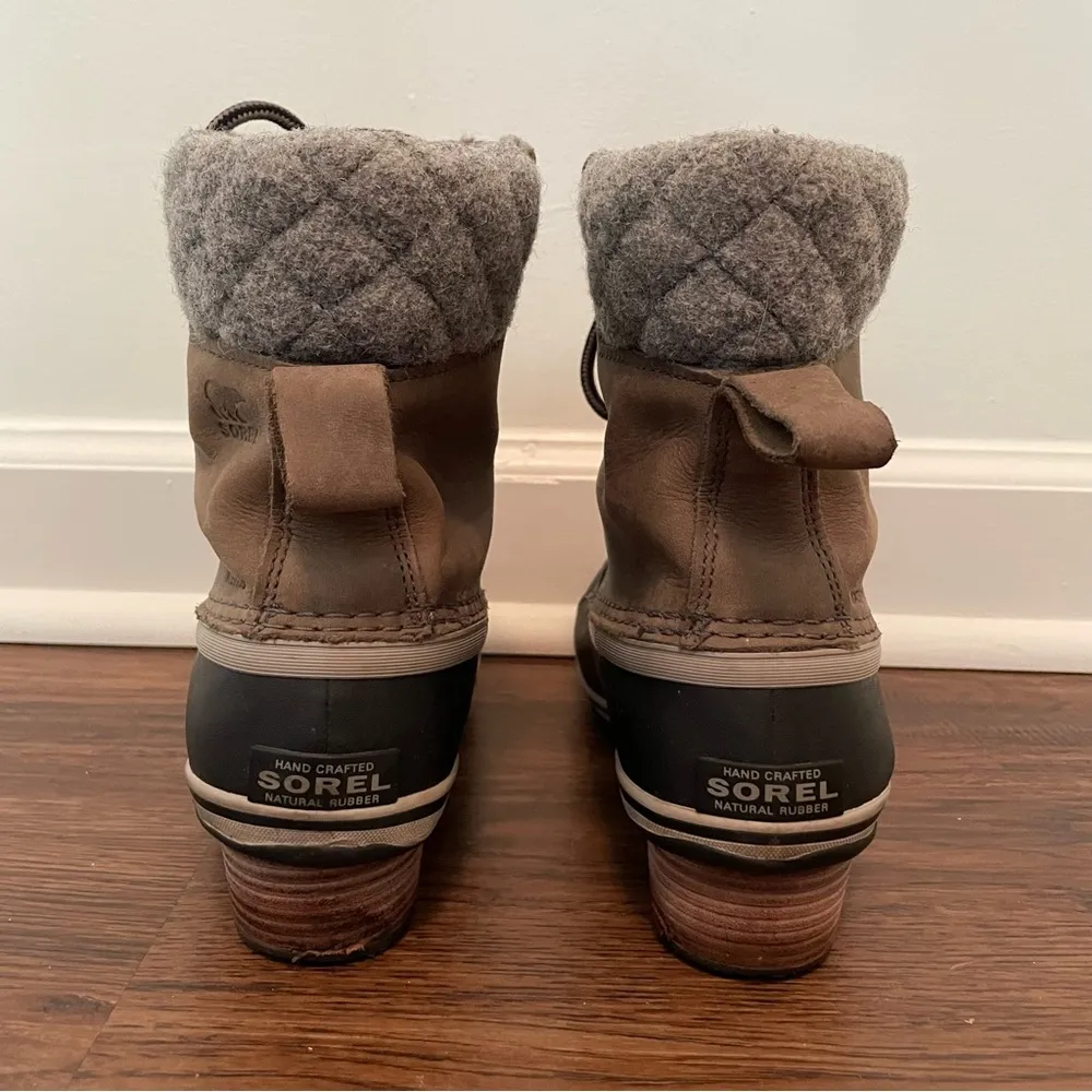 Sorel Slimpack ll Lace Boot Sz 7.5 Leather Winter Duck Boot Lace Up - Image 9