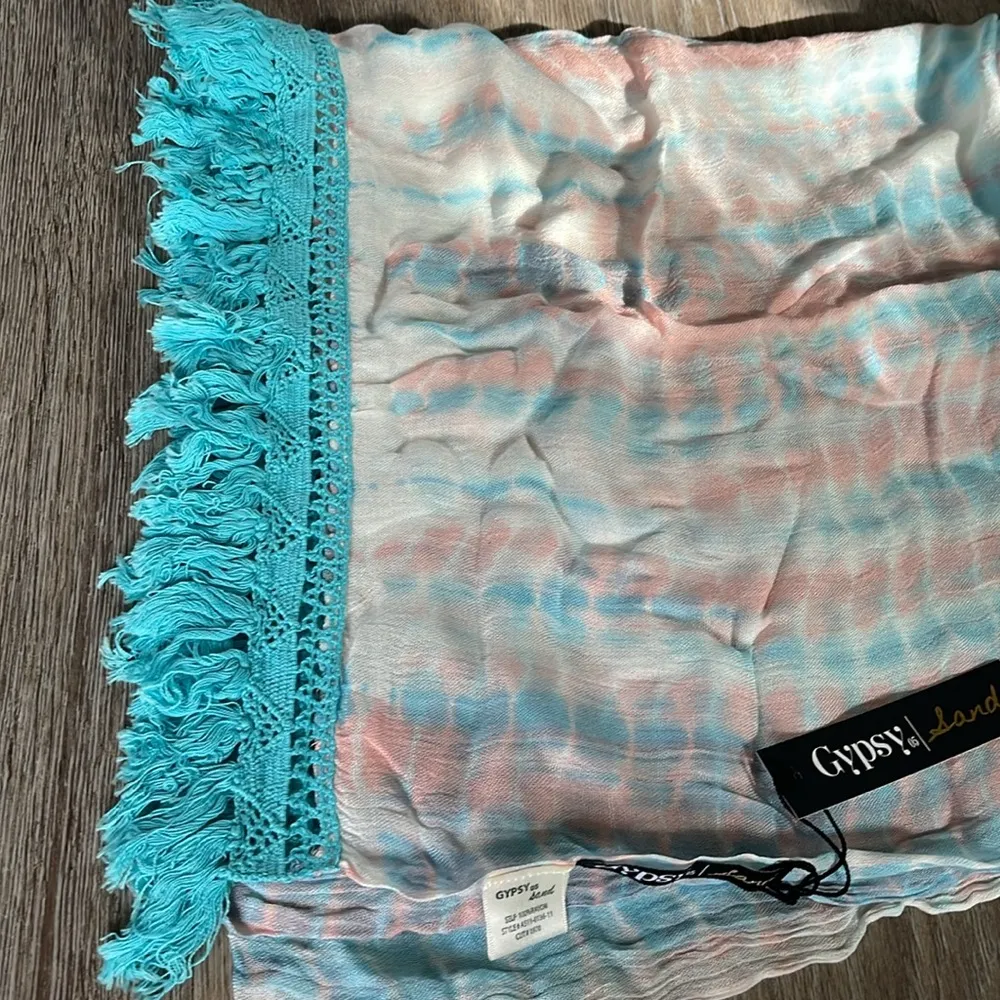 Gypsy 05  Sand Turquoise/Melon Coverup/Wrap One Size - Image 9