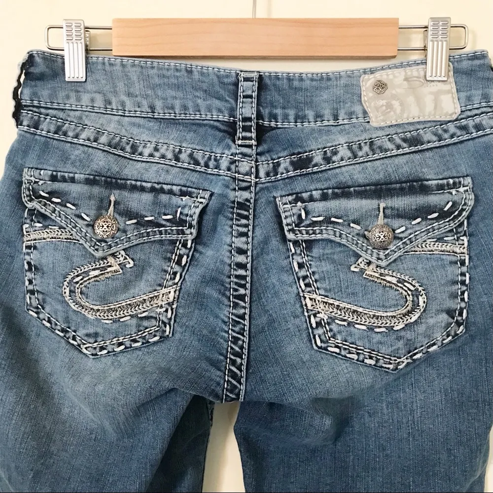 Silver Jeans Suki Flap Pocket Thick Stitch Stretch Capri Cropped Crop jeans 29 - Image 12