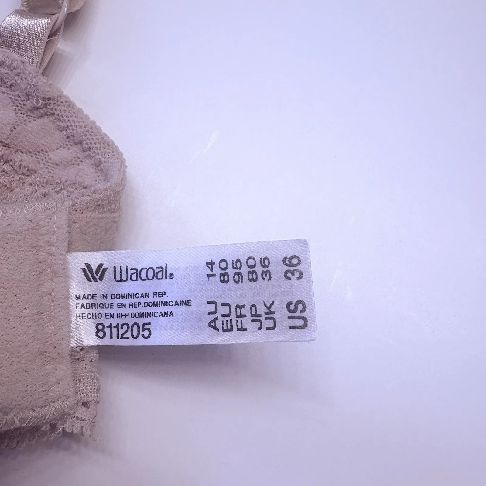 Wacoal 811205 Halo Lace Wire Free Bralette Lined‎ Stretch Size 36 Sand Floral - Image 9