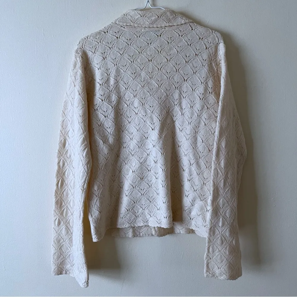 Pendleton   100% Merino Wool One Button Cable Knit Cardigan Sweater Ivory SZ M - Image 3