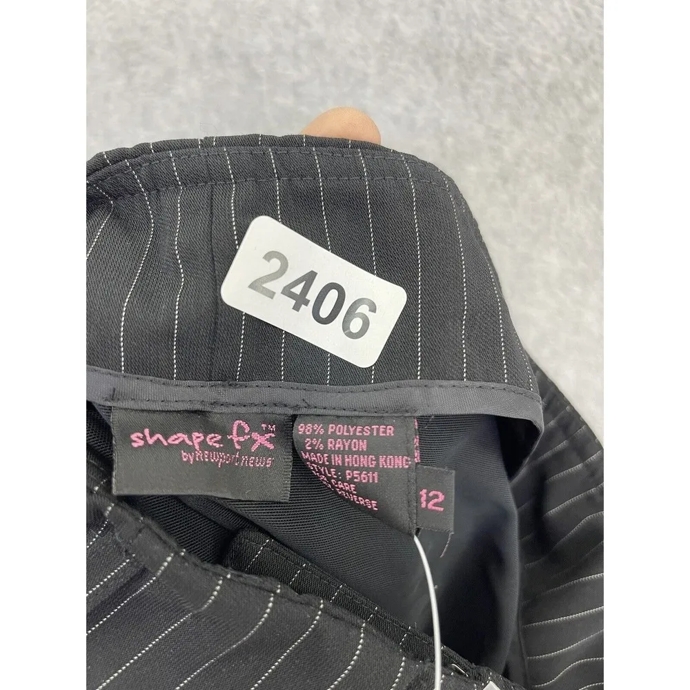 Shape FX Women's Trouser Pants Micro Striped Black Size 12 Wide Leg - Image 3