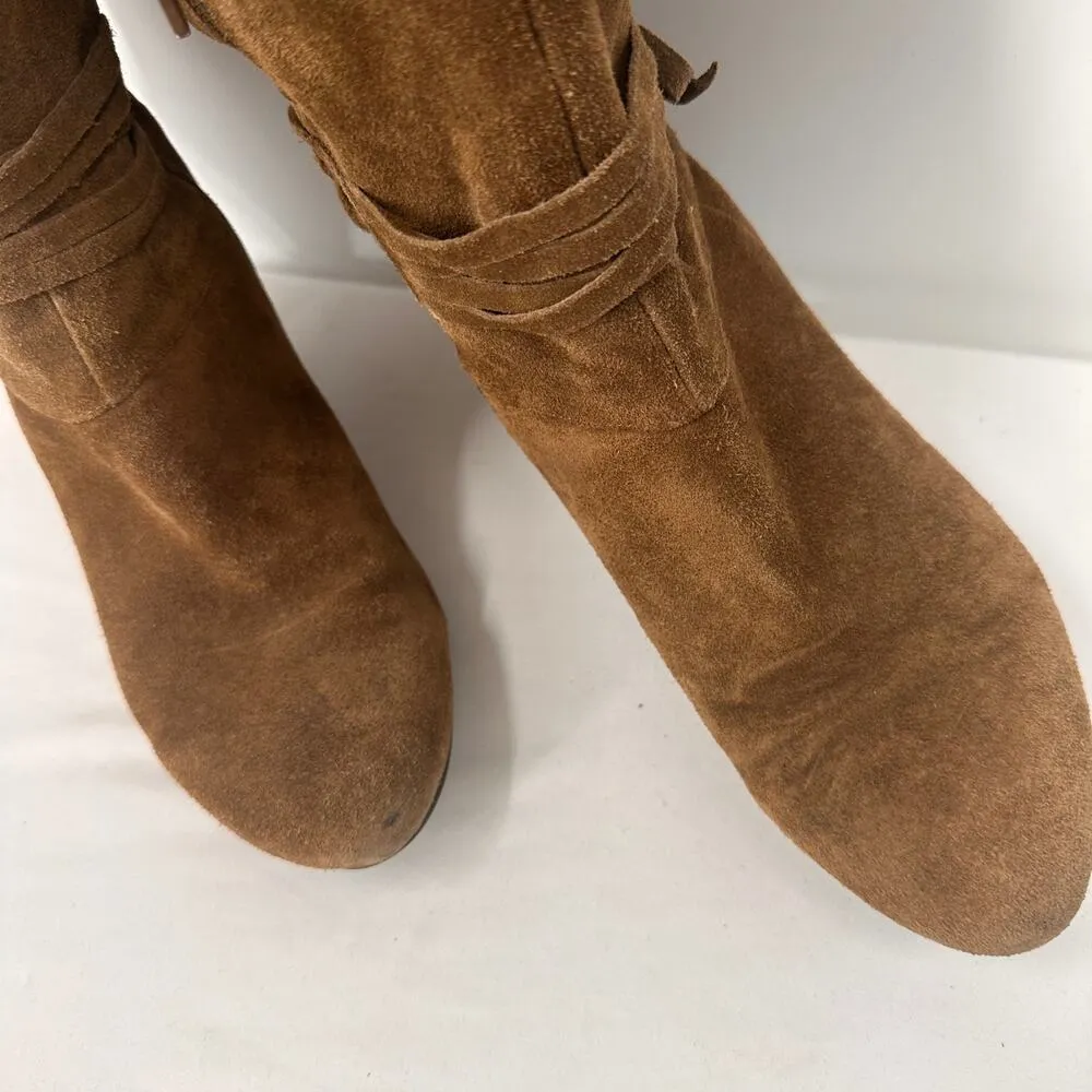 Nine West Brown Leather Suede Adele Knee High Boots Size 8 - Image 5