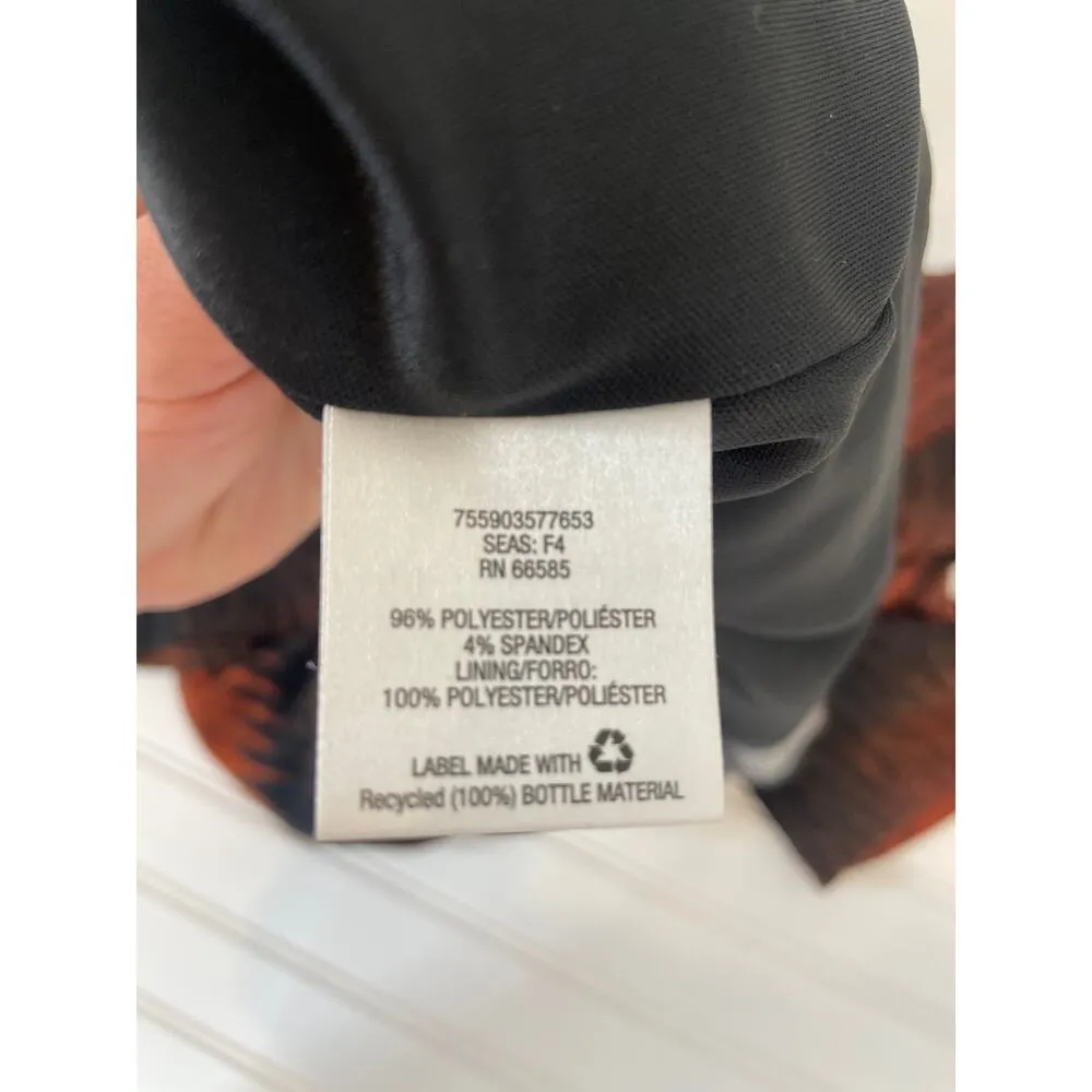 Metaphor Black & Orange Print Half Sleeve Round Neck Mini Shift Dress Size 12 - Image 5