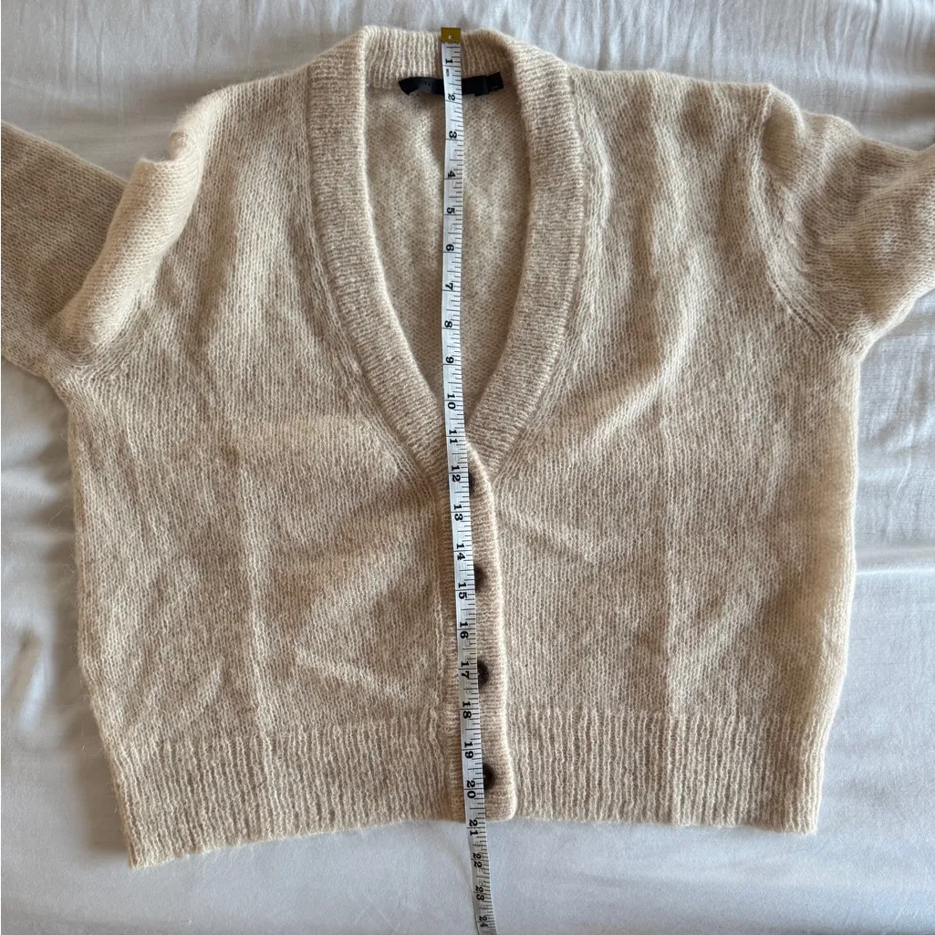 Jenni Kayne Boyfriend Alpaca Wool Knit Cardigan Sand Cream Off White Small - Image 6