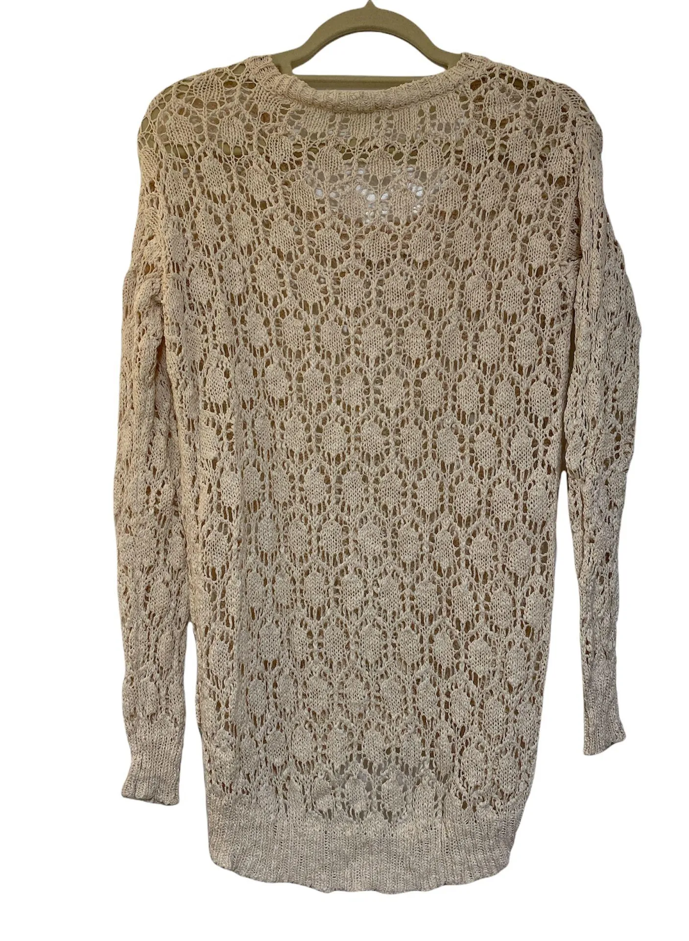 sweater high/low style open crochet style size small - Image 2