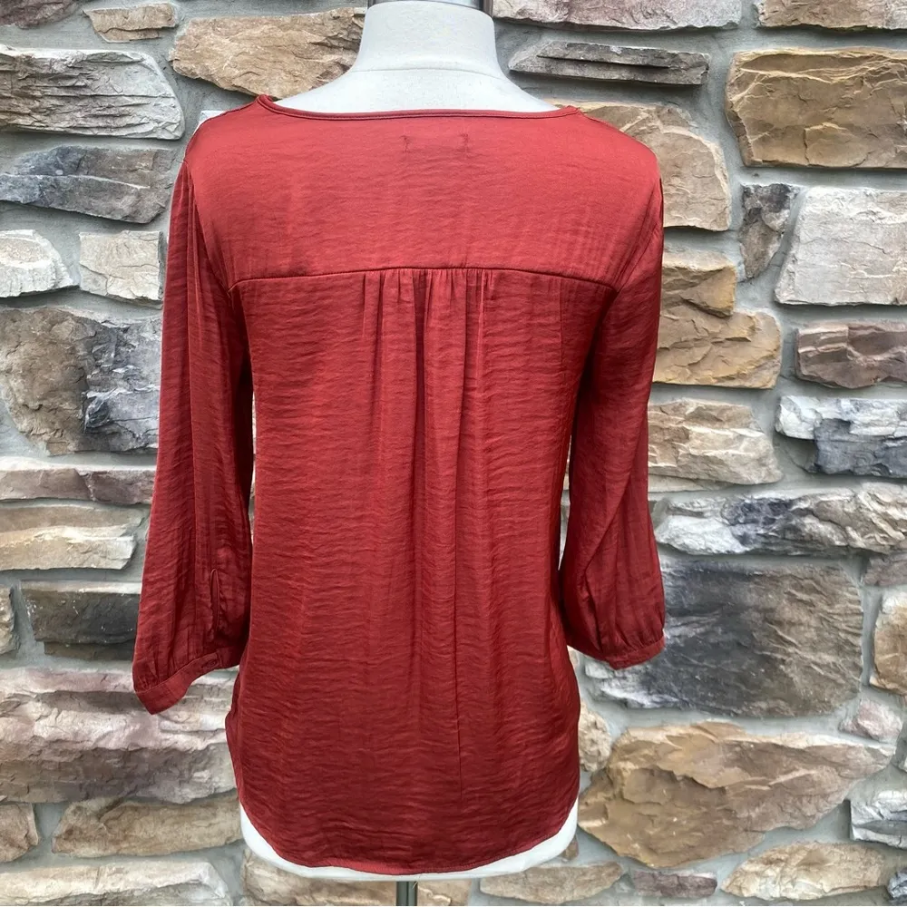 GAP Factory Tierra Red 3/4 Sleeve Blouse Size XS - Image 11
