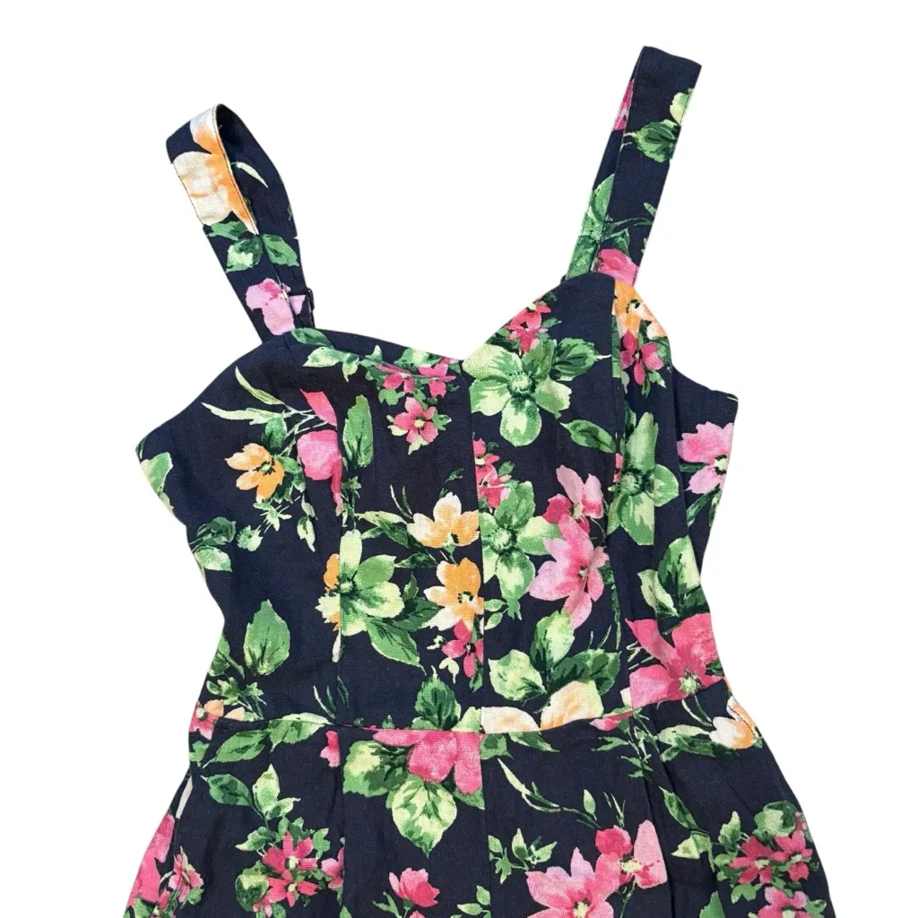 NWT, Old Navy Fit and Flare Blue Floral Romper Jumpsuit Linen Blend, Sz XS - Image 8