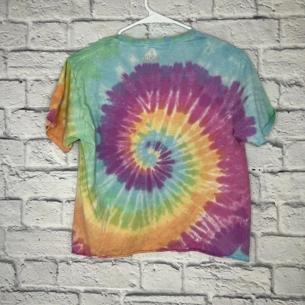 ACDC High Voltage tye dye cropped top size S. Pink - Image 3