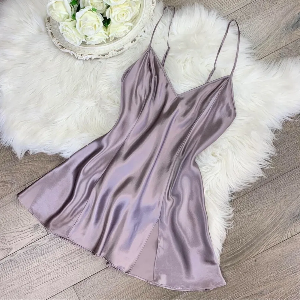 victoria’s secret vintage from the 90’s grey purple 100% silk slip dress - Image 2