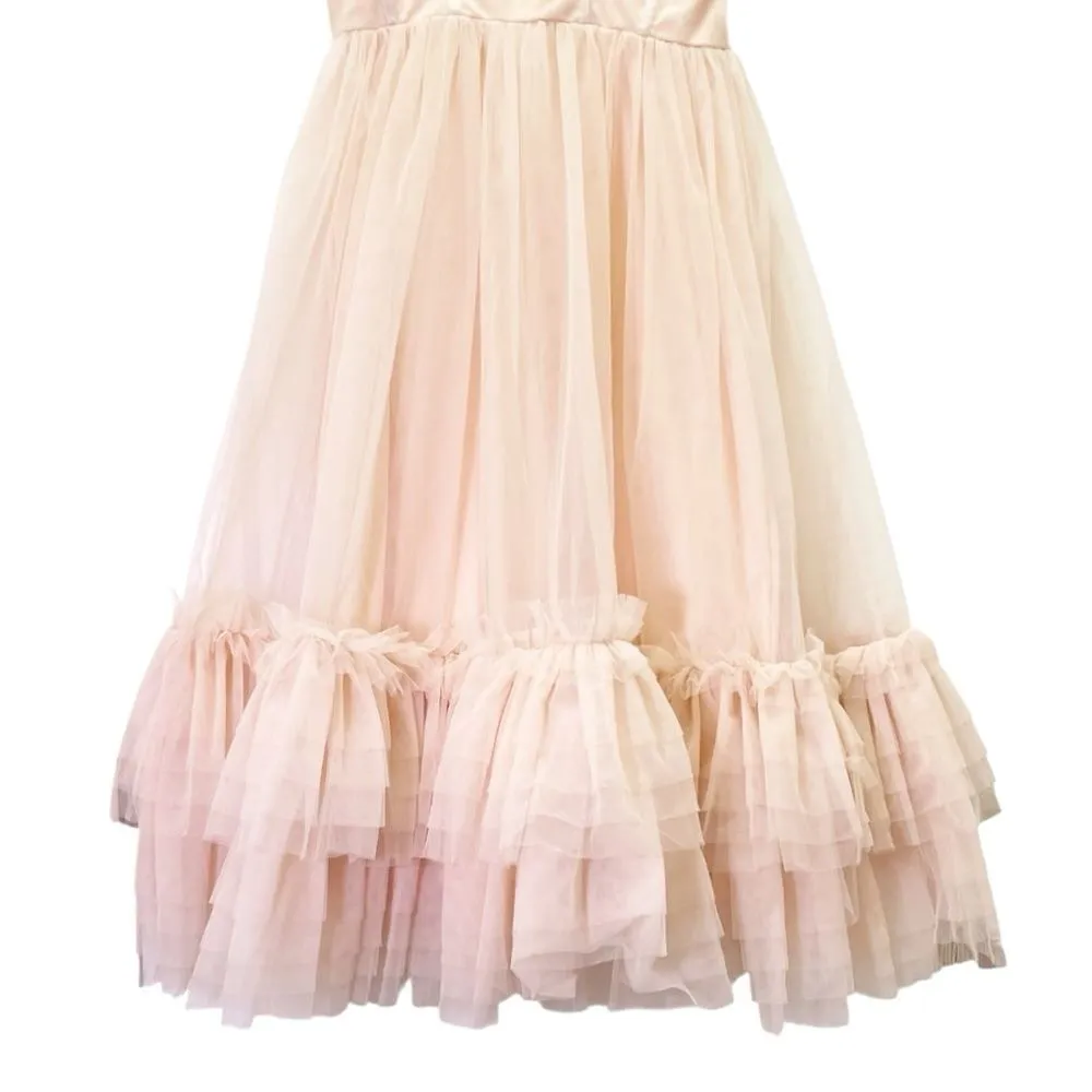 Lace & Beads Powder Pink Corset Tulle Midi Maxi Dress Size 8 Coquette Romantic - Image 6