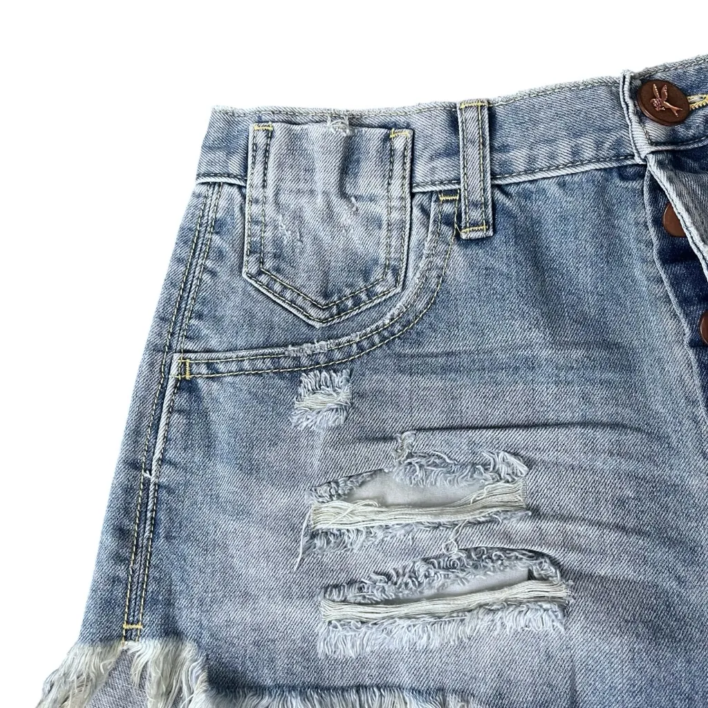 One Teaspoon Le Wolves Distressed Denim Shorts Frayed Hem Women’s Size 26 - Image 6
