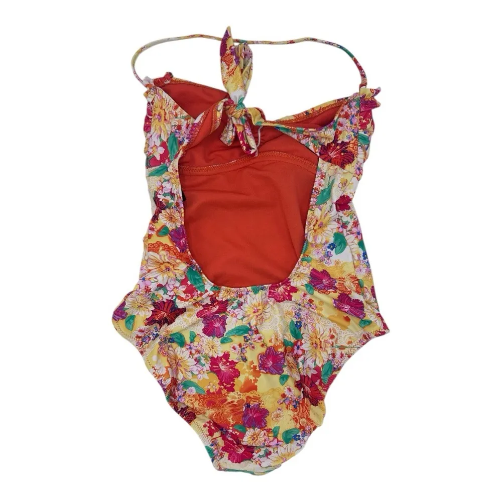 ABS Allen Schwartz Floral One Piece Bikini with Keyhole Back size 8 medium - Image 2