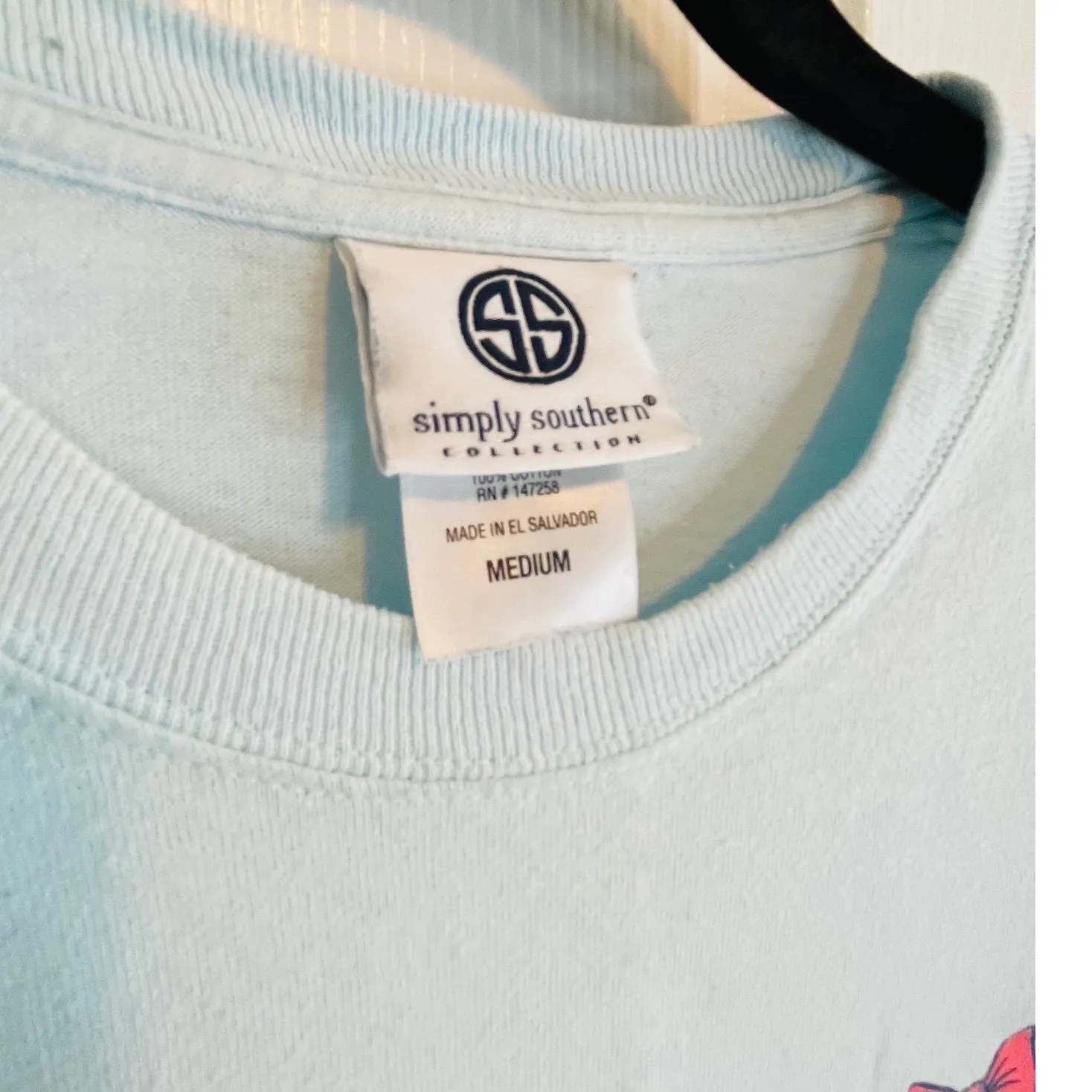 Simply Southern Womens T Shirt Light Blue Jeep Hair Don't Care Dogs Graphic M - Image 5