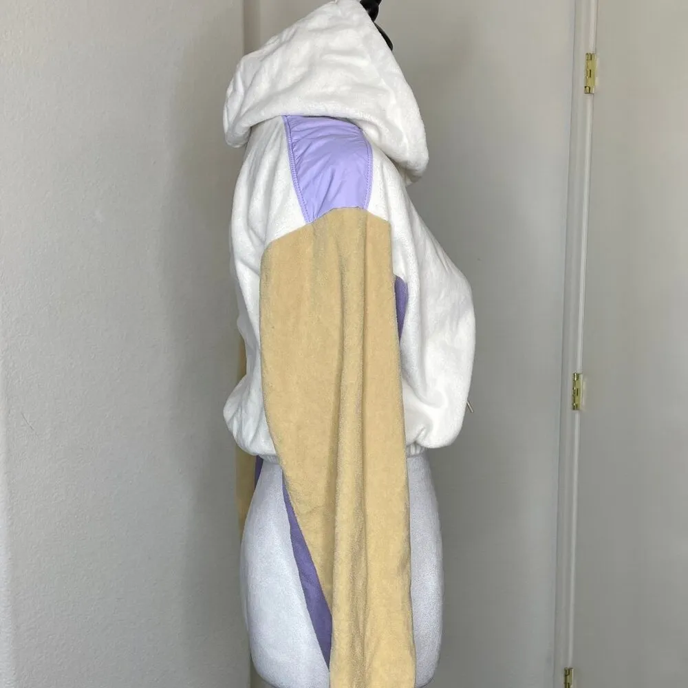 Women's Fleece Cropped Colorblock Long Sleeve Hoodie Sweater Sz S - Image 3