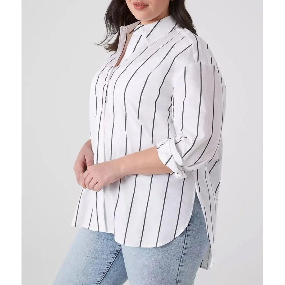 Lane Bryant‎ No Peek Collection Relax Button Down Boyfriend Shirt Size 26/28 NWT - Image 2