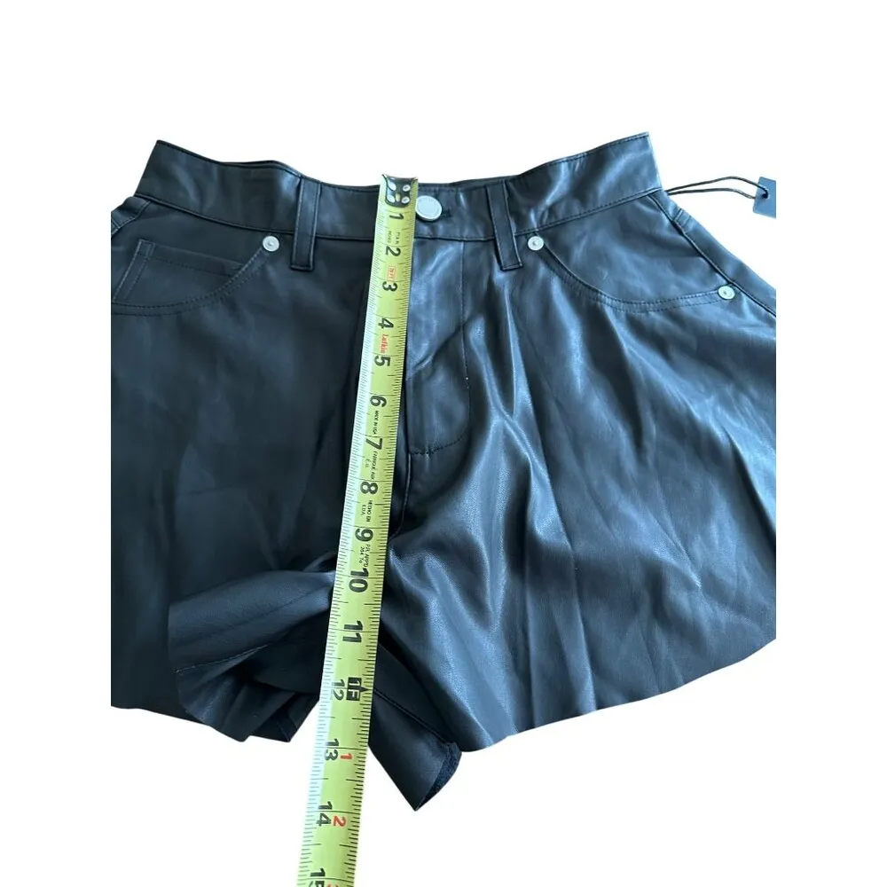 Blank NYC Womens Black Faux Leather Flare Shorts In Stunner Move Size 25 - Image 8