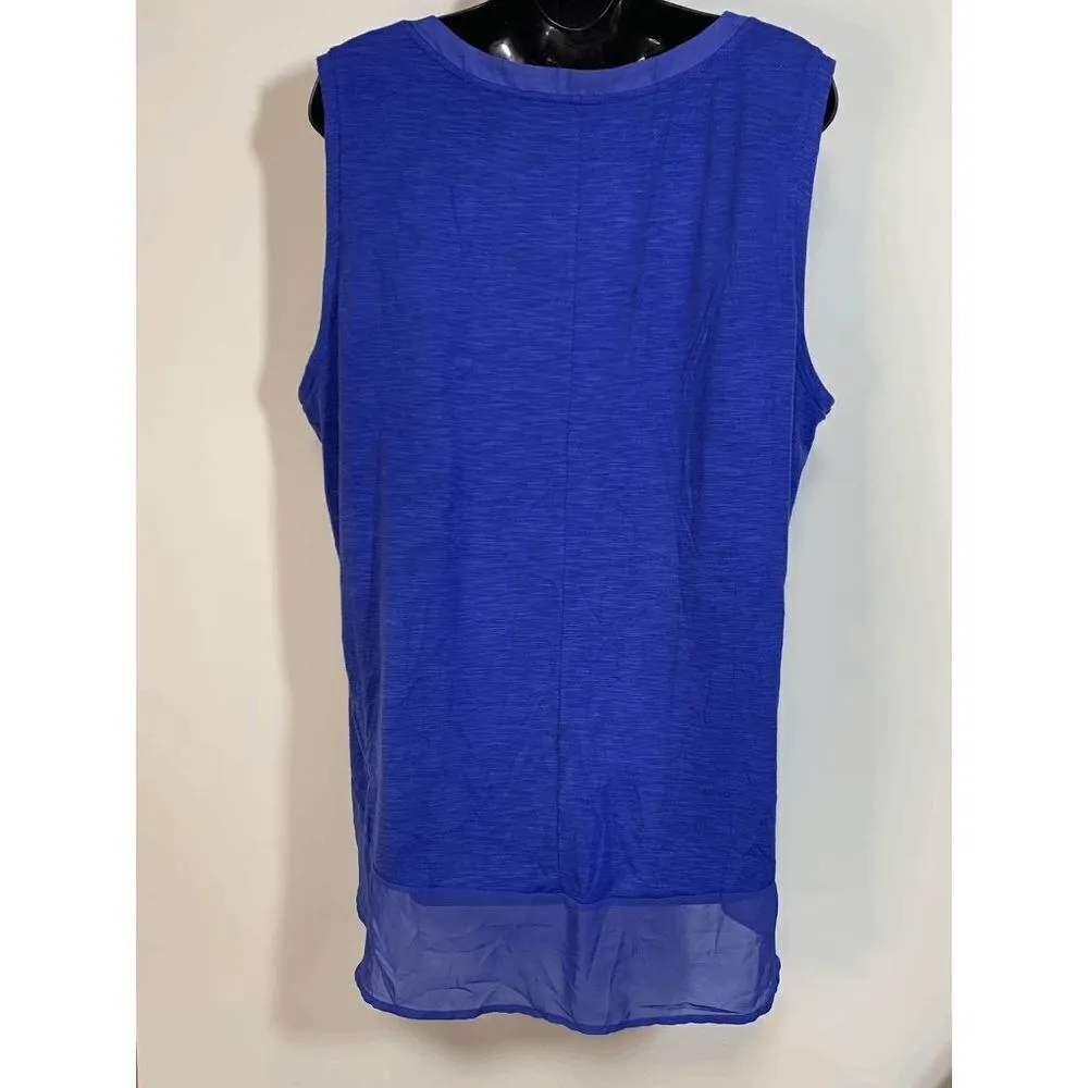 Adrienne Vittadini Womens Tank Top Long Back True Blue 2XL - Image 3