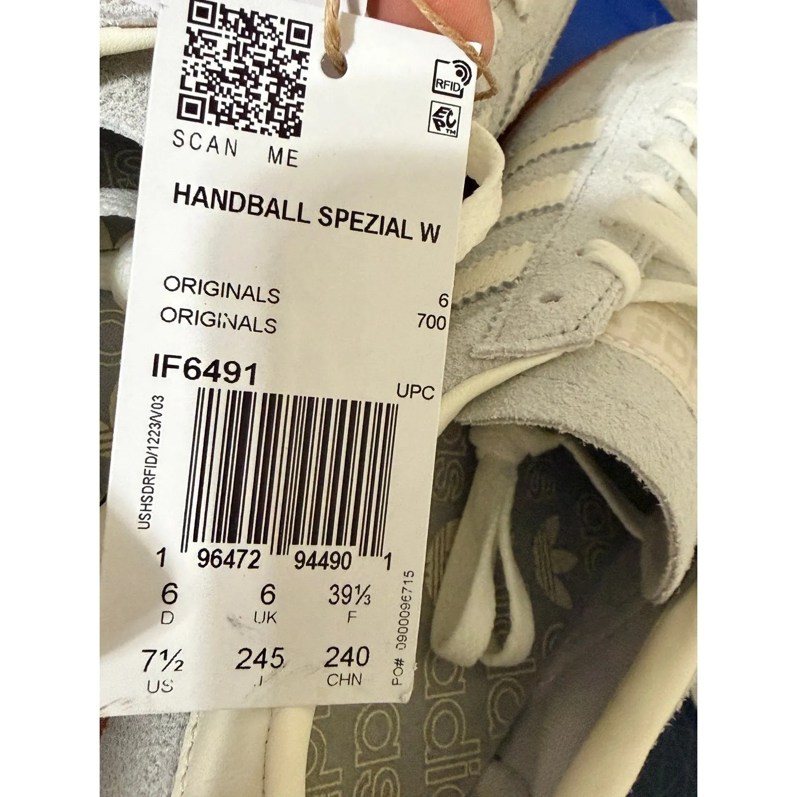 Adidas Handball Spezial Women's 7.5 Light Grey Suede Gum Sole Sneakers Casual - Image 6