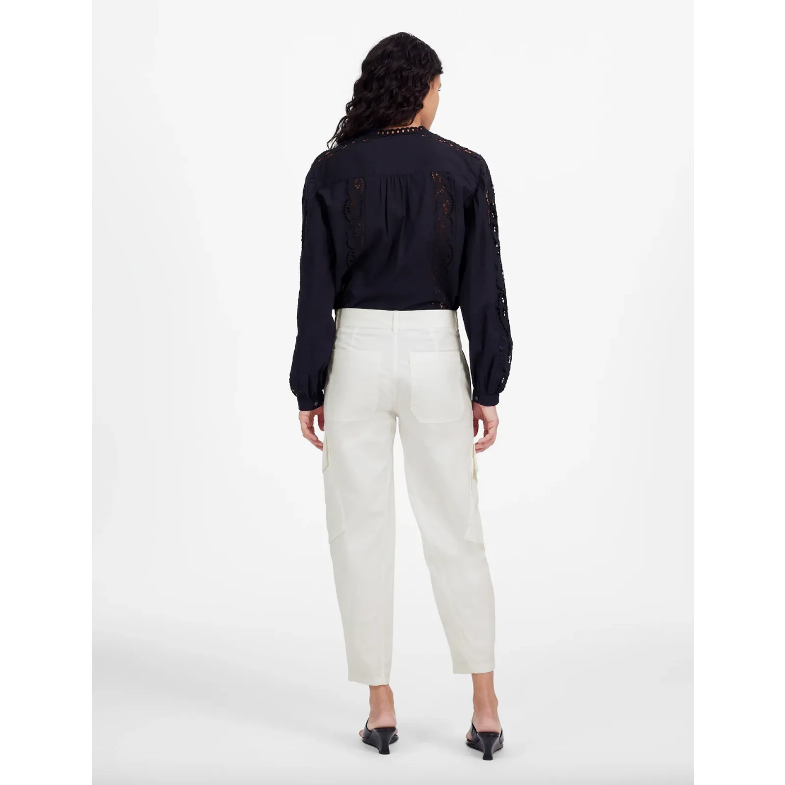 Madewell The Barrel Leg Utility Pant Garment Dyed Twill White Cargo US 4 NWT - Image 3