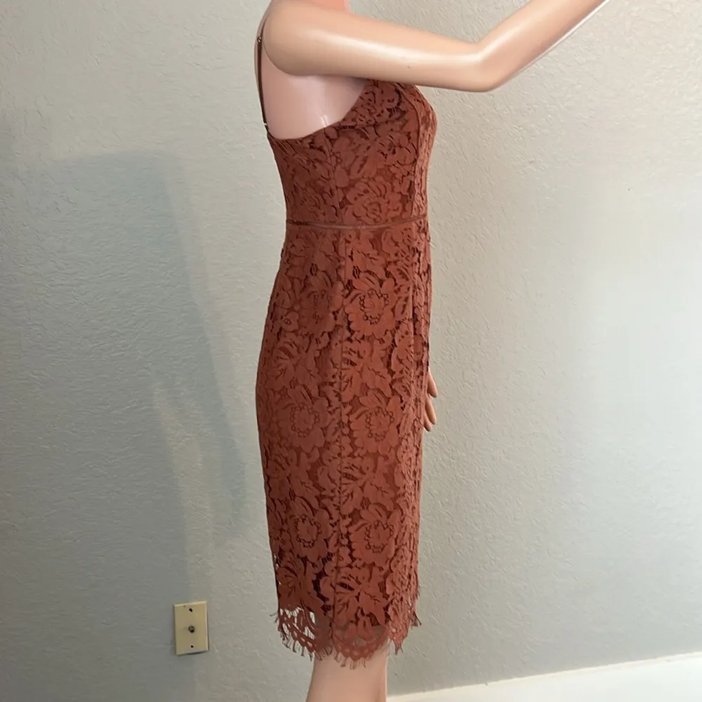 ASTR the Label BROWN Lattice Inset Lace V Neck Mini Dress NEW Sz MEDIUM NWT #139 - Image 8