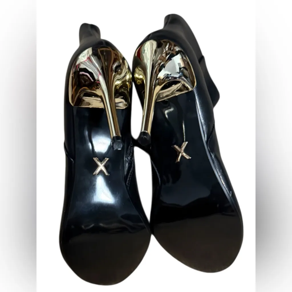 Express Black and Gold Heeled Boots-NWT - Image 6