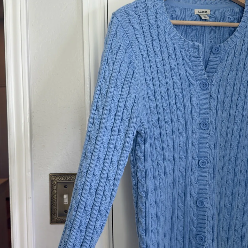 Ll bean cotton cableknit cardigan Blue Size M - Image 6