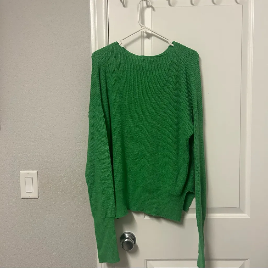 SNDYS Revolve Kelly Green Knit Maple Sweater LARGE - Image 6