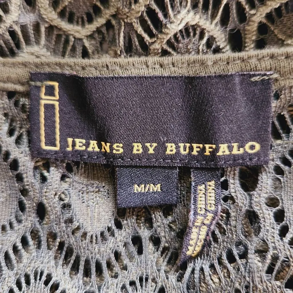 i Jeans by Buffalo Green Crochet Top with Fringe Size Medium Crochet Fringe Top - Image 7