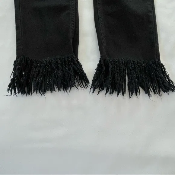 TOPSHOP Moto Jamie Fringed Hem Jeans Black Size‎ 28 - Image 9