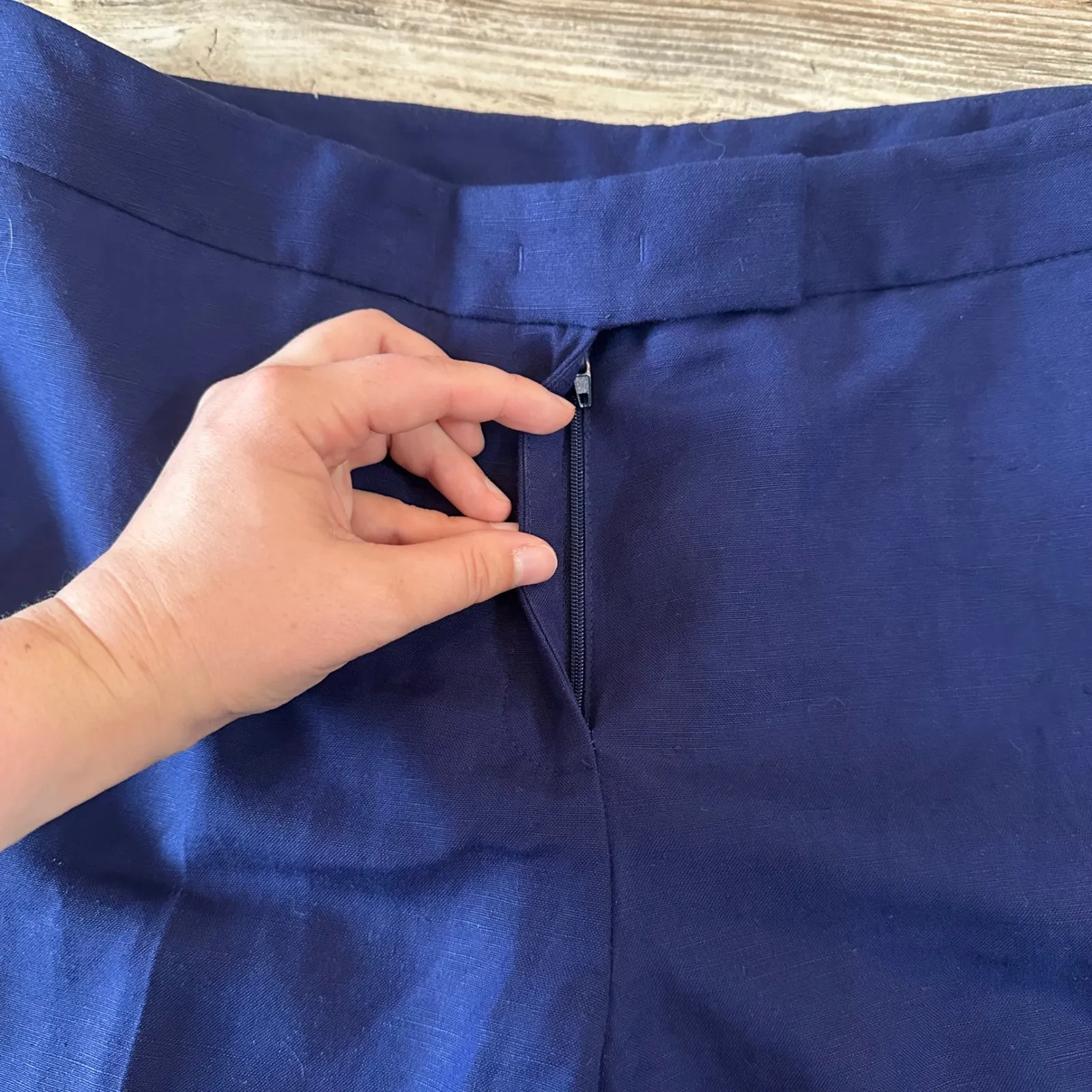 Anne Klein‎ Womens 10 Cropped Pants Blue Linen Blend Career Casual - Image 2