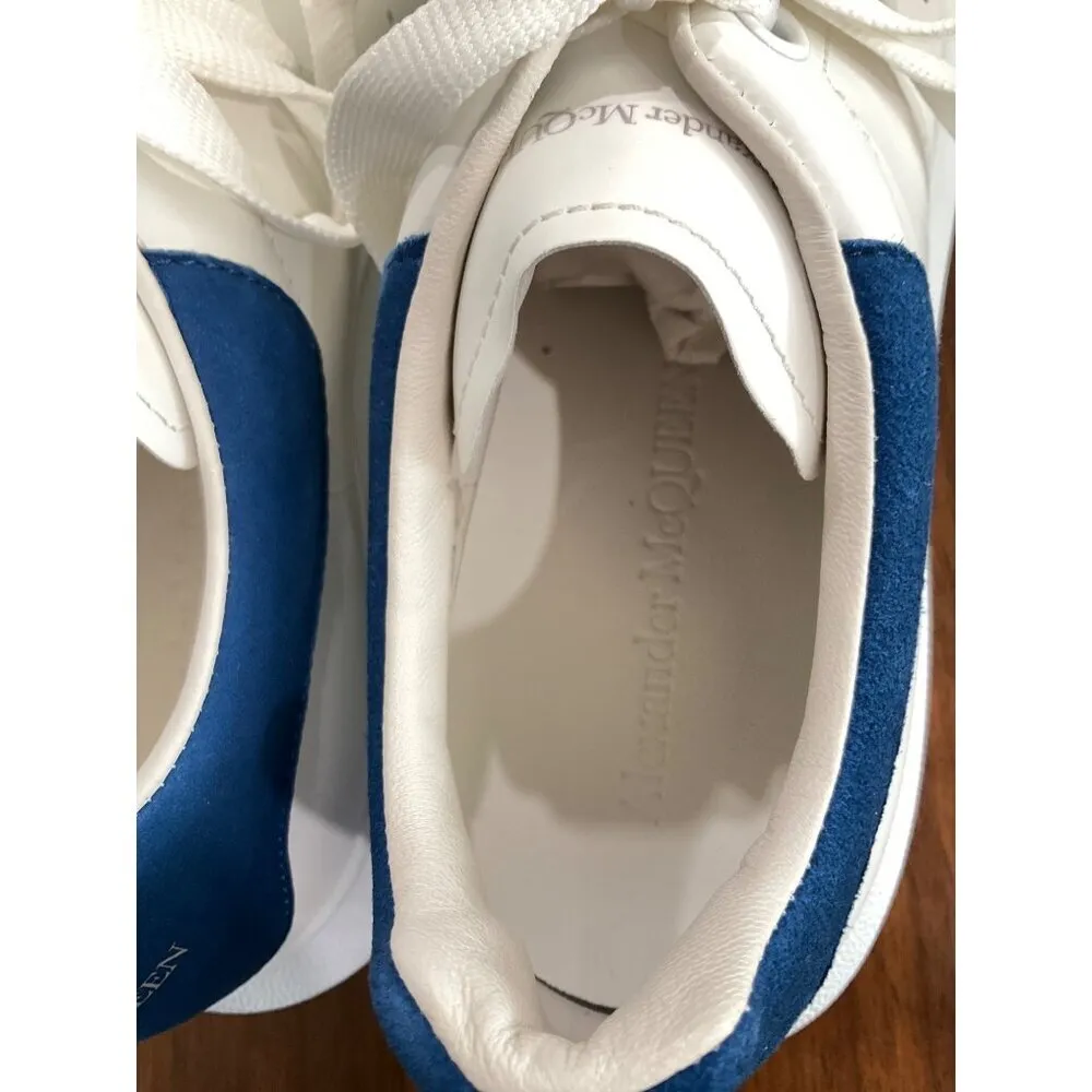 Leather Platform Sneakers in White Blue 39 New With Box Womens - Image 7