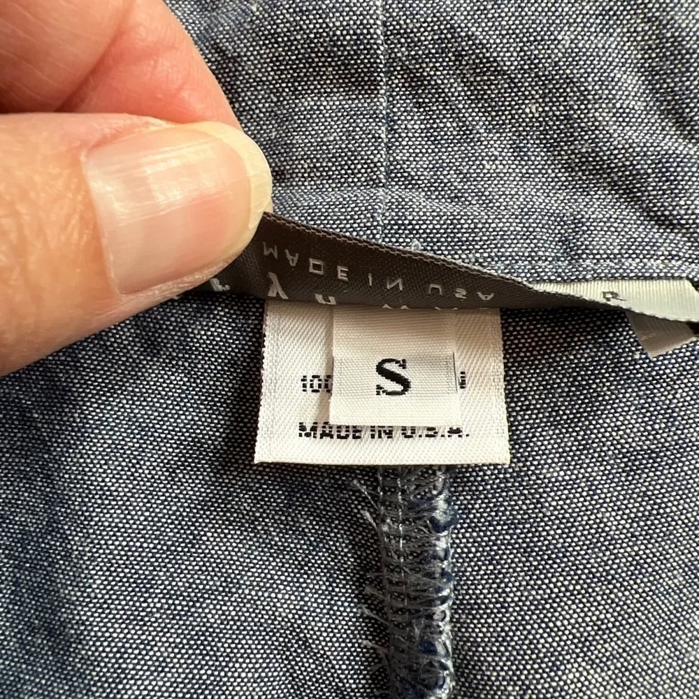 Brynn Walker Chambray Blue Cotton Wide Leg Pants Trousers High Waisted - Image 6