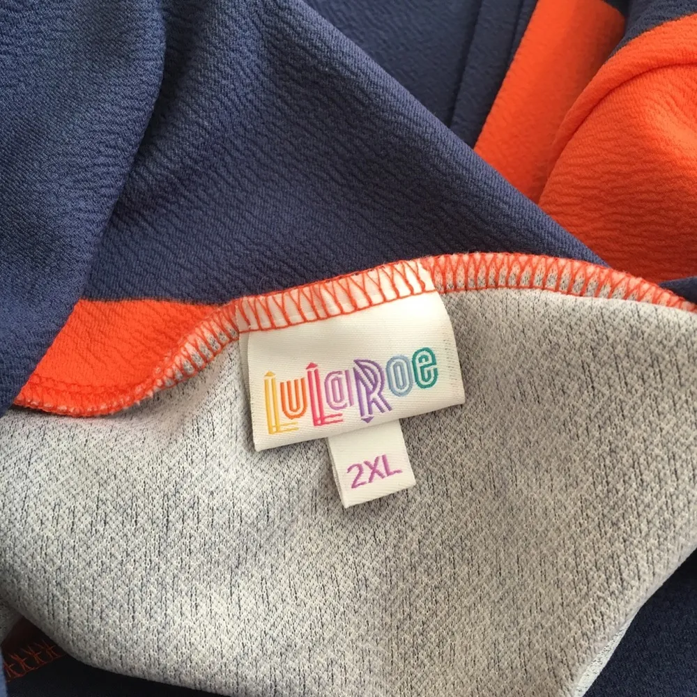 LuLaRoe Cassie Orange/Blue Stripe Skirt 2XL - Image 6