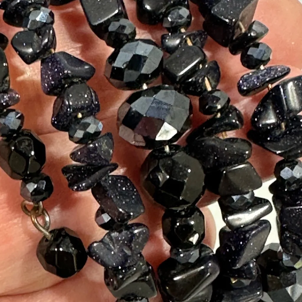 Elegant Black Blue Purple Sparkle Beaded Wrap Bracelet - Image 2